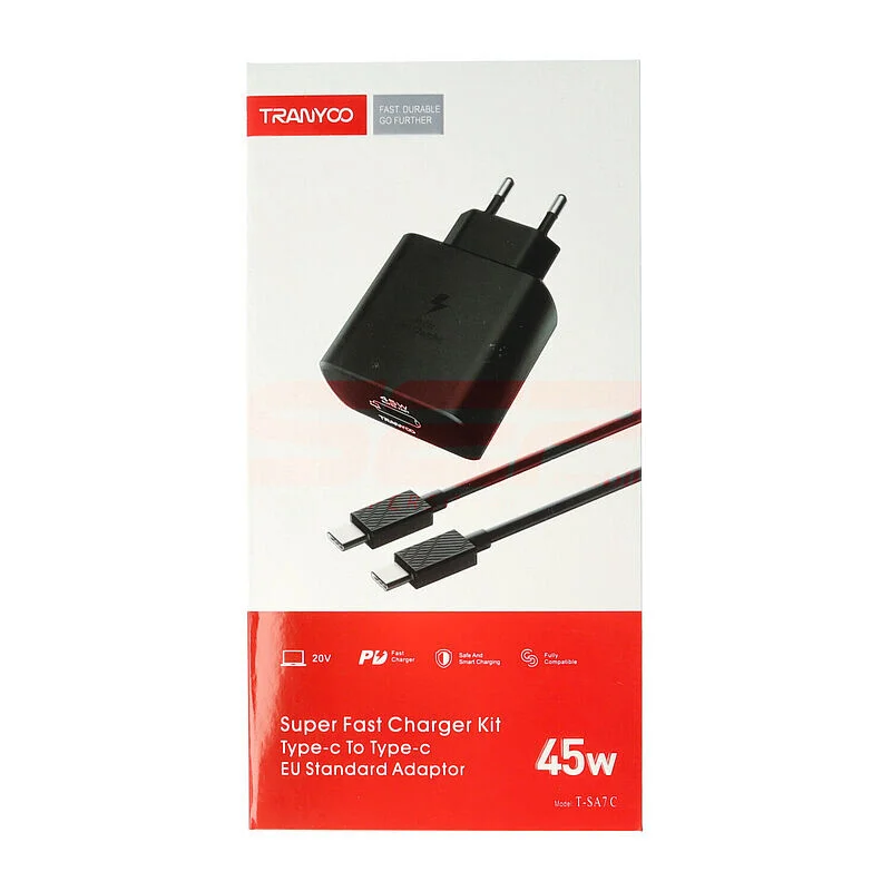 Incarcatoare si cabluri - Incarcator priza Tranyoo 45W, USB-C, cablu USB-C la USB-C inclus, Negru
