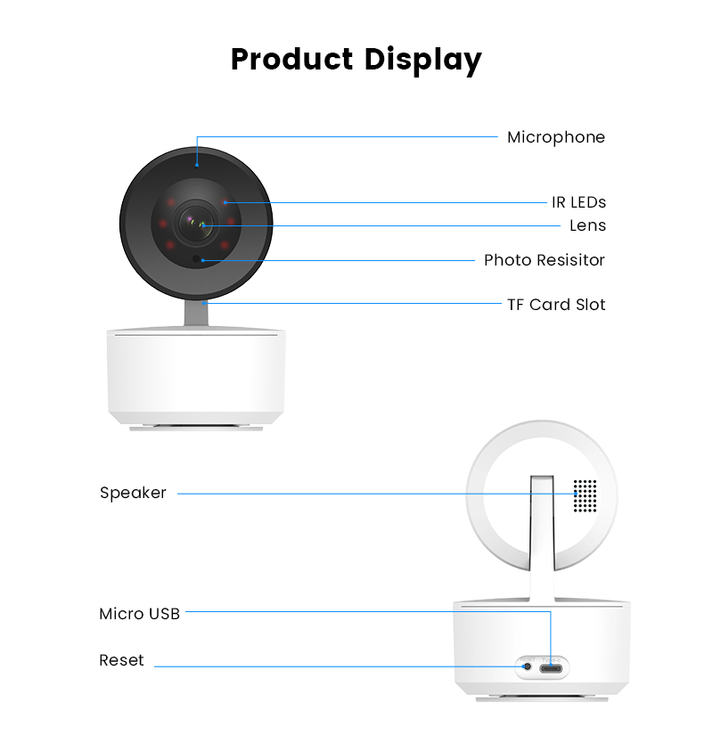 Camera inteligenta de Supraveghere - detectare AI a miscarii, sunetului, rotire 360º orizontala, 90º verticala, mod noapte automat [3]