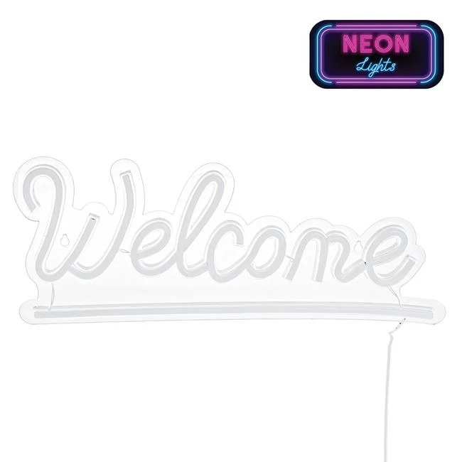 Lampa LED Neon Welcome Roz Bleu 41x16cm [2]