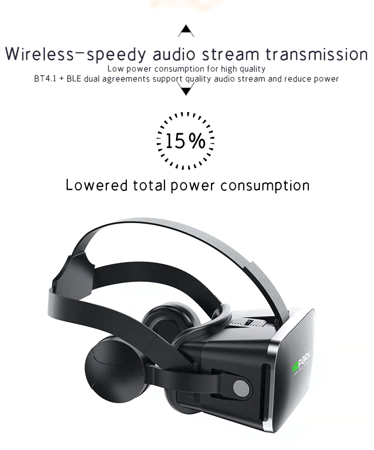 Ochelari VR Park J50 cu căști audio Bluetooth integrate, lentile reglabile și design ergonomic, compatibili cu Android și iOS. [5]