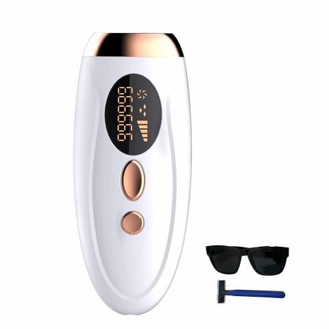 Epilatoare - Epilator IPL pentru epilare definitiva fara durere, intinerire piele/acnee, pentru corp si fata, mod automat, 5 niveluri de intensitate, cap extra-lat