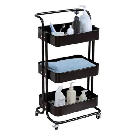 Casa si Ingrijire Personala - Etajera Metalica Neagra cu 3 Nivele 44 x 36 x 82 cm