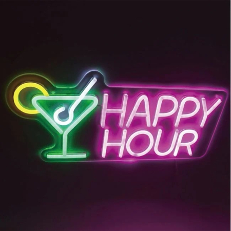 Iluminat Interior & Accesorii LED - Lampa LED Neon Happy Hour Cocktail 43x21cm