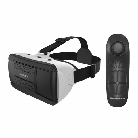 Gadgeturi - Ochelari VR Shinecon G06B tip cardboard, compatibili cu smartphone Android și iOS, lentile reglabile pentru o experiență VR simplă.