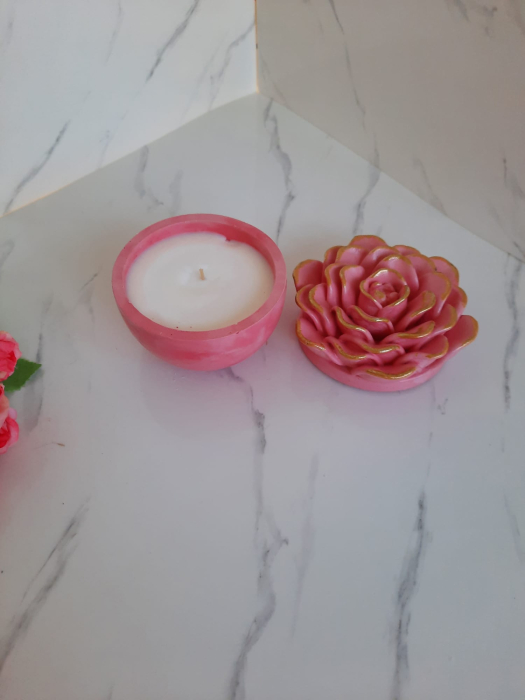 Lumanare in recipient crizantema roz [2]