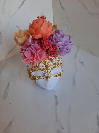 Vaze decorative - Minivaza masca cu flori de ceara
