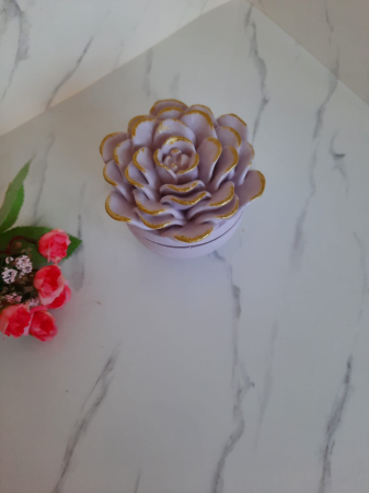 Lumanare in recipient crizantema mov [2]