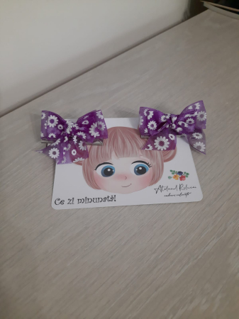 Accesorii par fete - Set clame cu funde mov