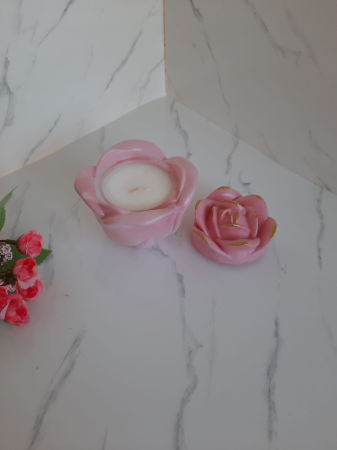 Lumanare in recipient ceramic trandafir [1]