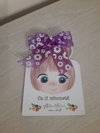 Accesorii par fete - Clama cu funda lila de organza