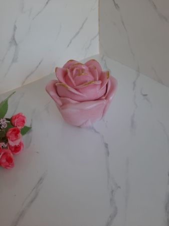 Lumanare in recipient ceramic trandafir [2]