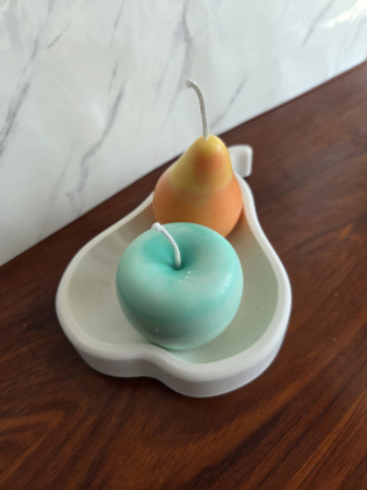 Lumanari - Set lumanari decorative fructe si farfurie ceramica para