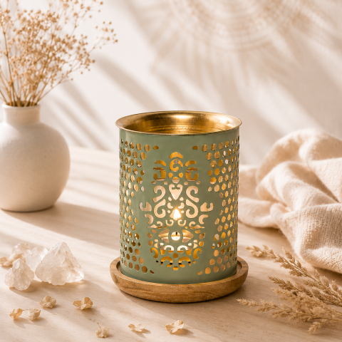 Arzător metalic - Difuzor pentru uleiuri esențiale Khamsa