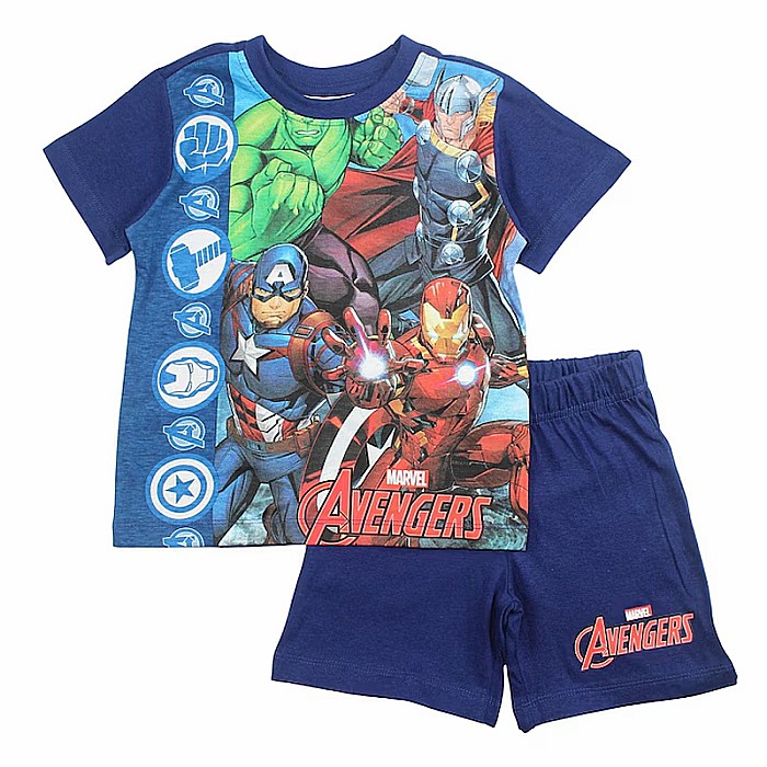Pijamale copii cu mânecă scurtă, 100% bumbac, multicolor, Team, Avengers, Marvel [1]