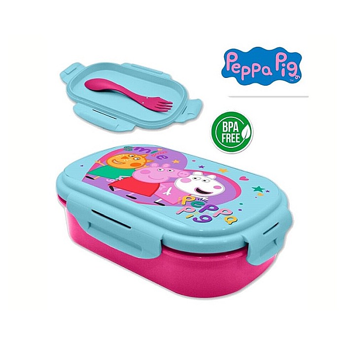 Cutie sandviș cu tacâmuri, fără BPA, 21x14x6 cm, Peppa Pig, Multicolor [2]