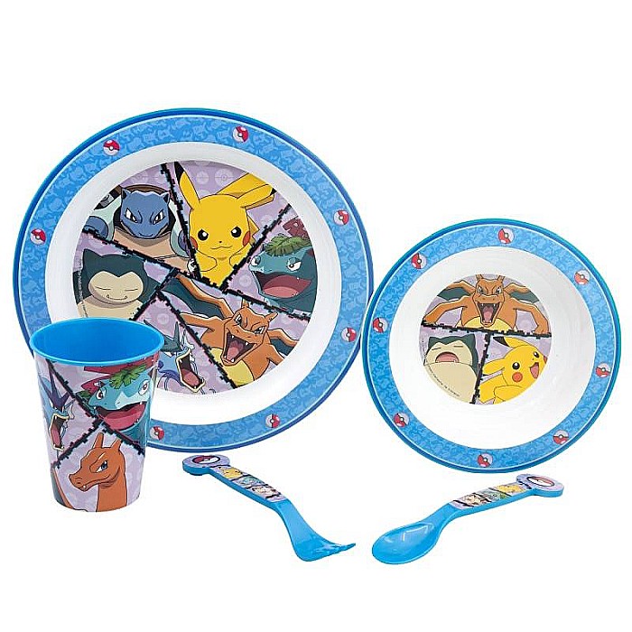 Set 5 piese pentru servit masă, plastic, fără BPA, multicolor, utilizabil la microunde, Distortion, Pokemon [2]