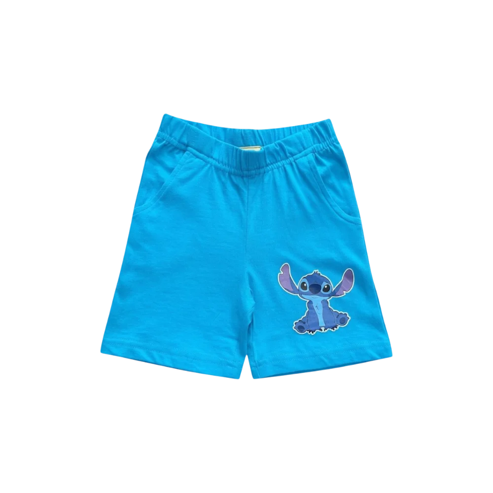 Compleu copii, 2 piese, mânecă scurtă, 100% bumbac, albastru, Stitch [3]