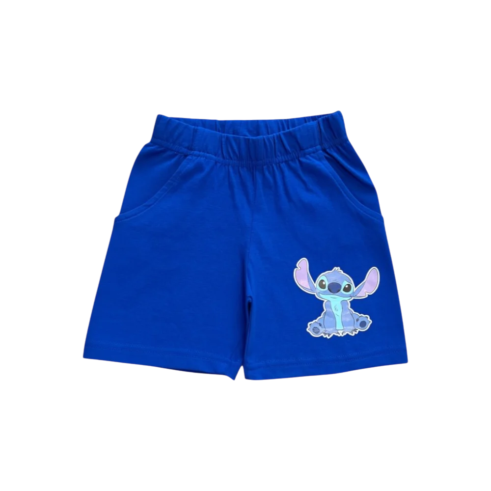 Compleu copii, 2 piese, mânecă scurtă, 100% bumbac, albastru, Stitch, Disney [3]