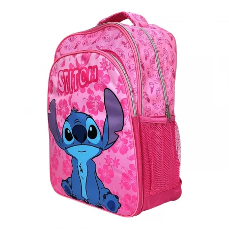 Ghiozdan copii, 42x30x17 cm, cu trei compartimente si doua buzunare laterale, roz, bretele ergonomice, intarite si ajustabile, benzi reflectorizante, Stitch [1]