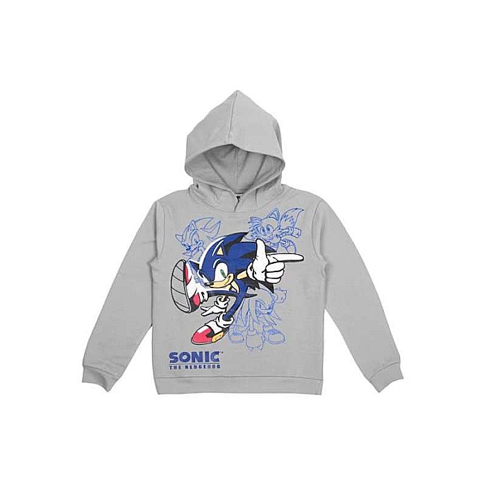 Hanorac copii cu glugă, gri, 100% bumbac, Sonic [1]