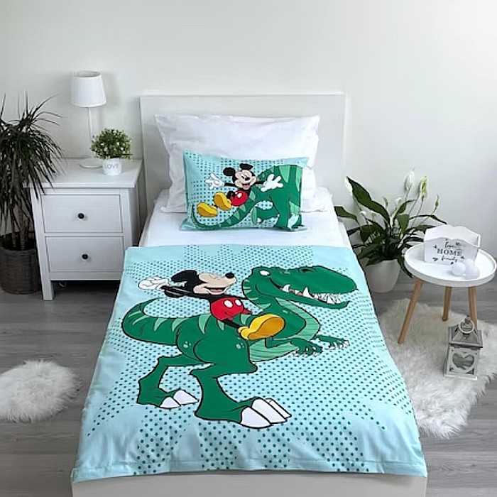 Set lenjerie pat copii, 100% bumbac, multicolor, 2 piese, 100×135 cm, 40×60, Mickey Mouse, mm327 [1]