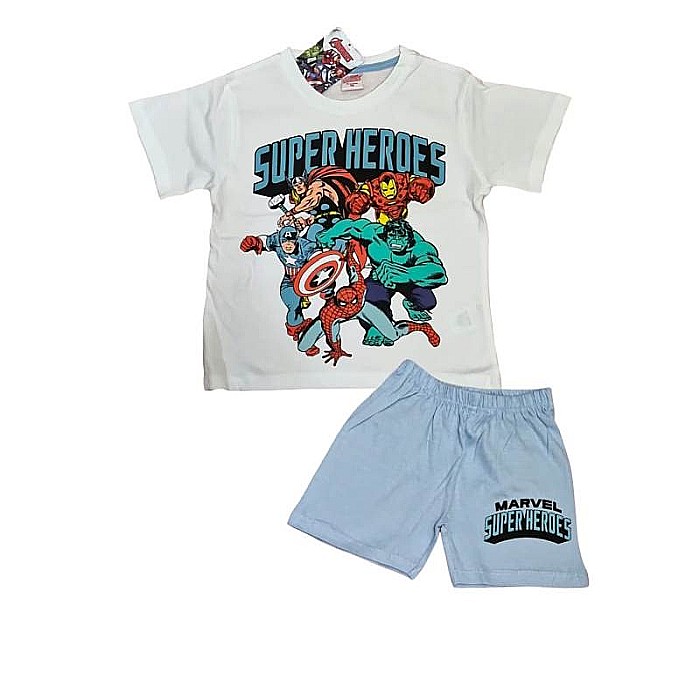 Pijamale copii cu mânecă scurtă, bumbac, multicolor, Super Heroes, Avengers [1]