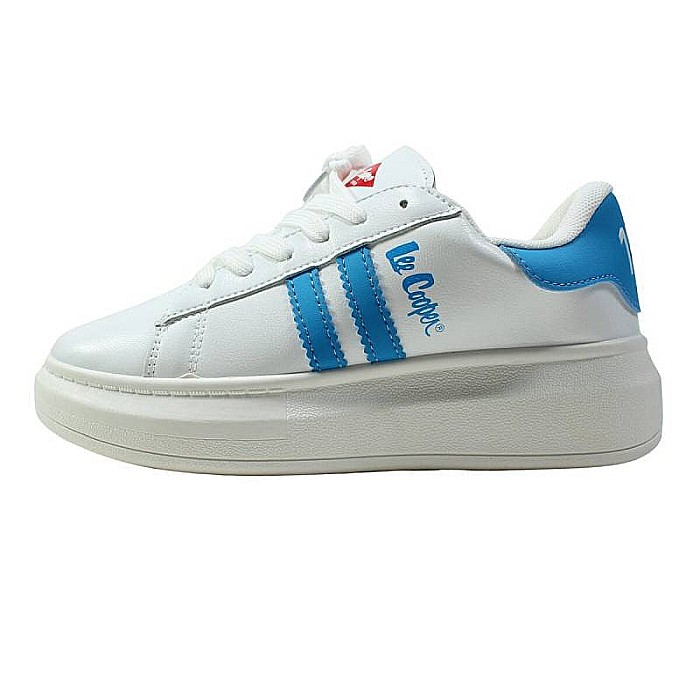 Pantofi sport din piele ecologică cu detalii holografice, alb, BL, Lee Cooper [1]