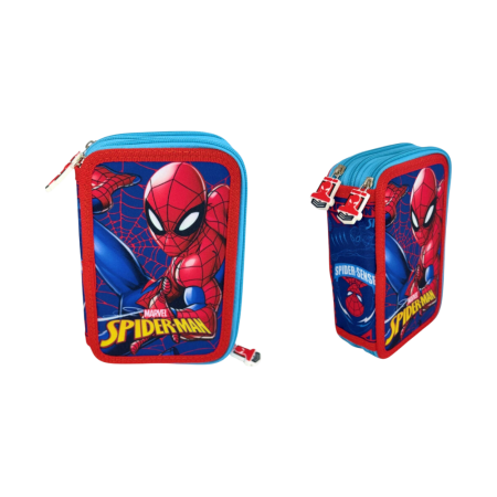 Penar cu 3 compartimente, echipat, 42 piese, albastru, Happy, Spiderman [2]