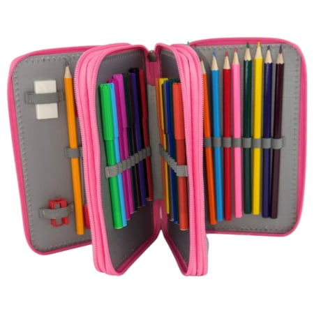 Penar cu 3 compartimente, echipat, 42 piese, roz, Happy, Stitch [2]
