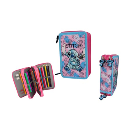 Penar cu 3 compartimente, echipat, 42 piese, multicolor, Happy, Stitch [4]