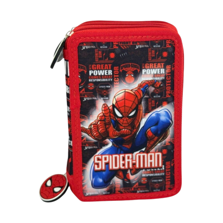 Penar cu 3 compartimente, echipat, 42 piese, rosu, Happy, Spiderman [3]