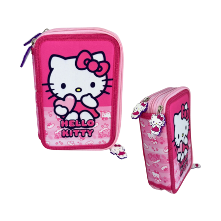 Penar cu 3 compartimente, echipat, 42 piese, roz, Happy, Hello Kitty [3]