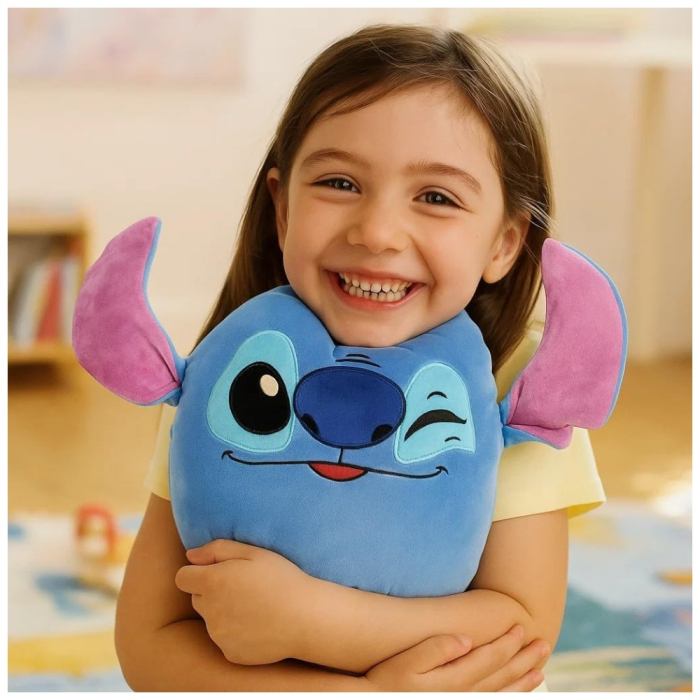 Pernă din pluș super moale, squishy, pentru copii, albastru, 32 cm, Happy, Stitch [3]