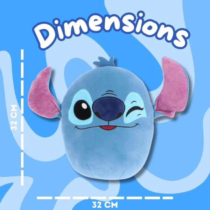 Pernă din pluș super moale, squishy, pentru copii, albastru, 32 cm, Happy, Stitch [4]