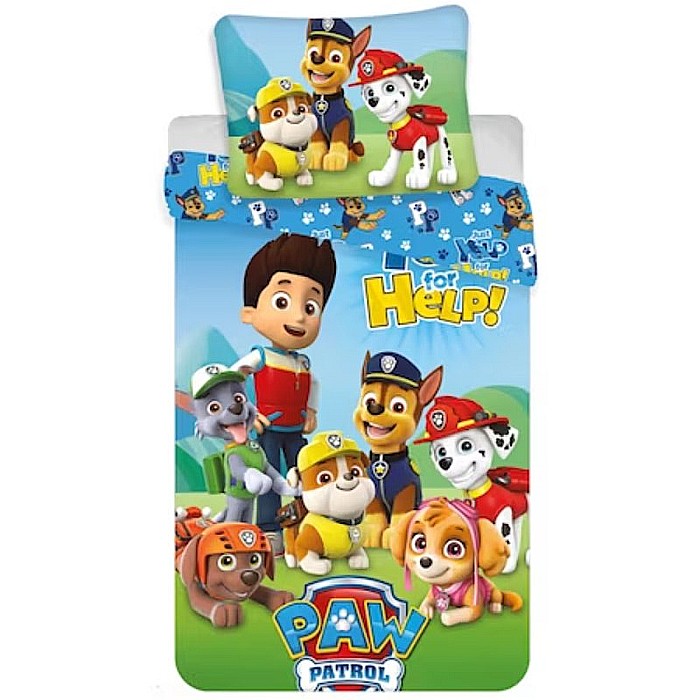 Set husa pilota si fata de perna, Model Paw Patrol, Bumbac, 140×200 cm/70×90 cm, Multicolor [1]