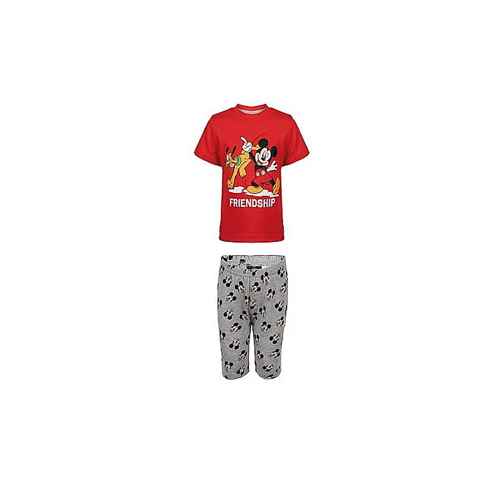 Pijama copii, cu mânecă scurtă, 100% bumbac, roșu/gri, Mickey Mouse, Disney, spi220 [1]