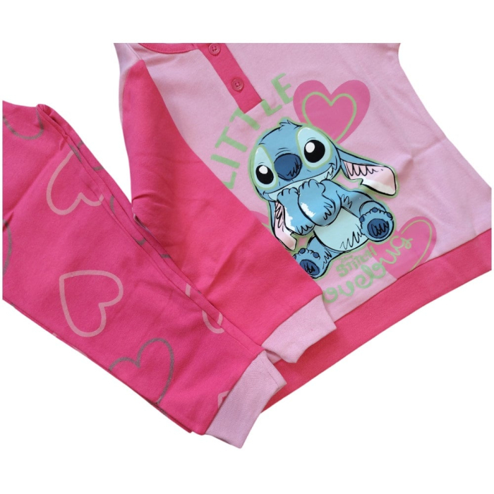 Pijamale copii, 100% bumbac, fosforescente, roz, Happy, Stitch [2]