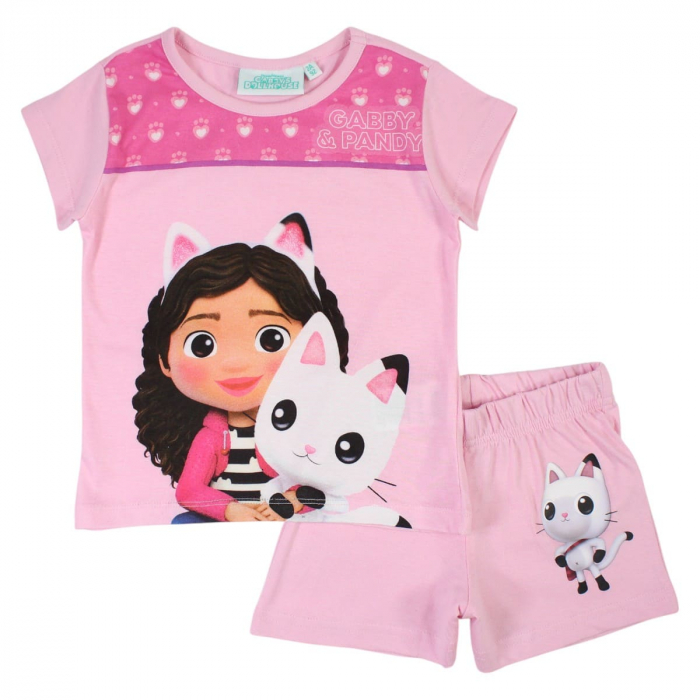 Pijamale copii cu maneca scurta, 100% bumbac, multicolor, Happy Days, Gabby's Dollhouse [1]