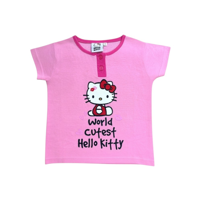 Pijamale copii, mânecă scurtă, 100% bumbac, roz, Hero, Hello Kitty [2]