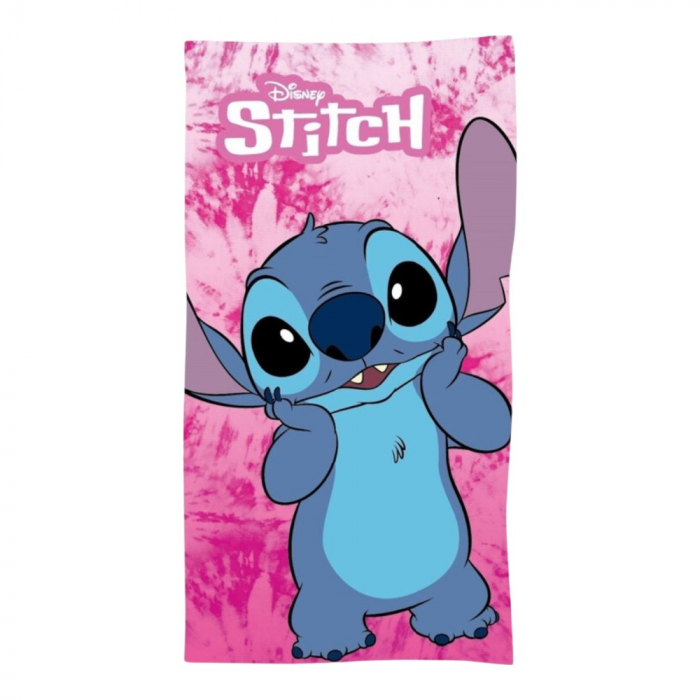 Prosop de baie pentru copii, 100% bumbac, roz, 70x140 cm, Stitch, Disney [1]
