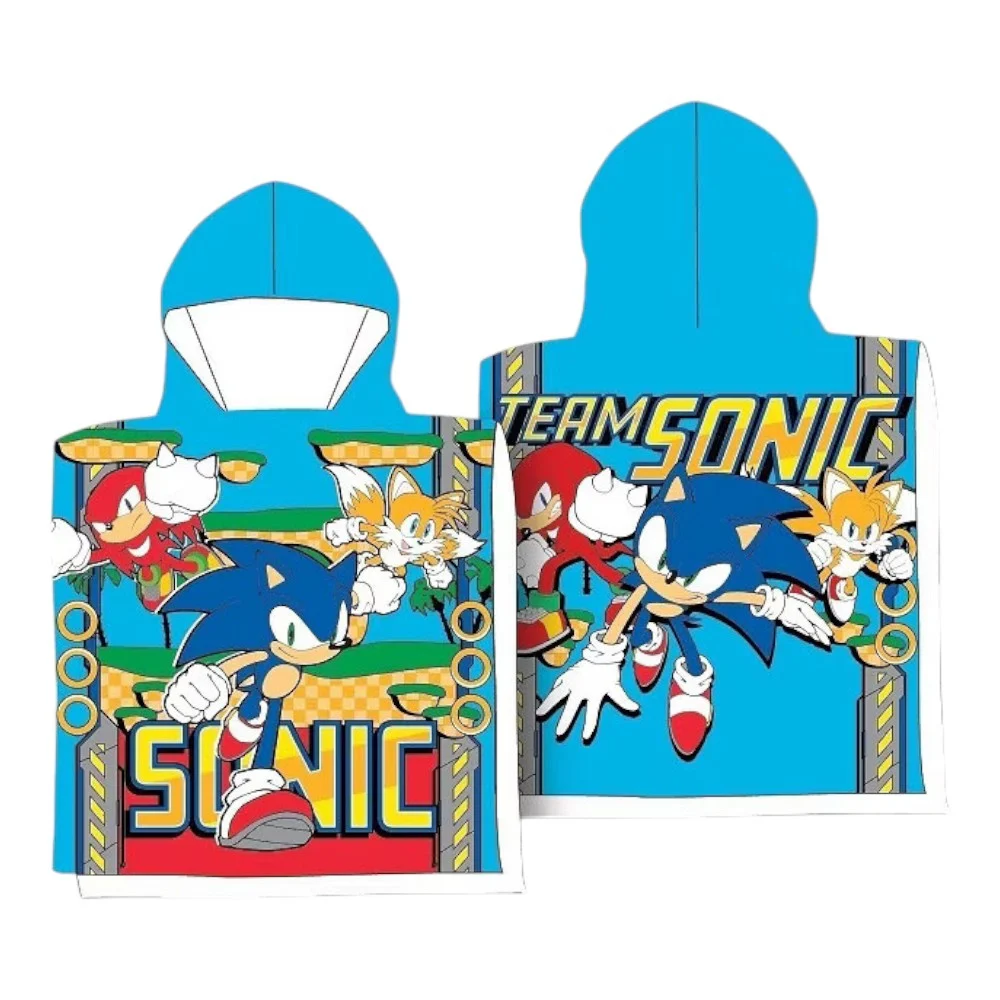 Prosop de baie pentru copii, tip poncho, 100% bumbac, multicolor, 55x110 cm, So fun, Sonic [2]