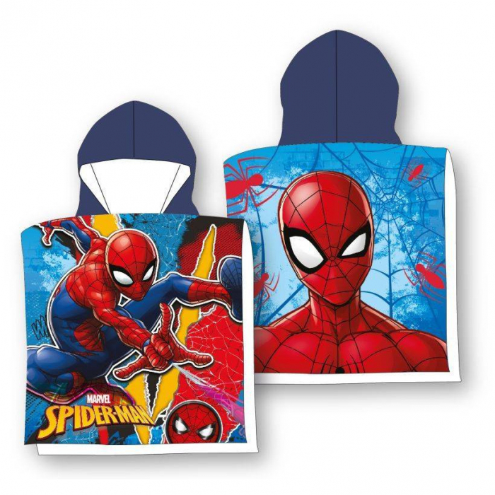 Prosop de baie pentru copii, tip poncho, 100% bumbac, multicolor, 55x110 cm, So fun, Spiderman [2]