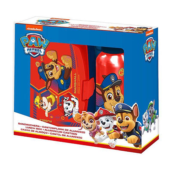 Set cutie sandwich plastic fără BPA și sticlă apă din aluminiu, 400 ml, multicolor, Marshal, Paw Patrol [1]