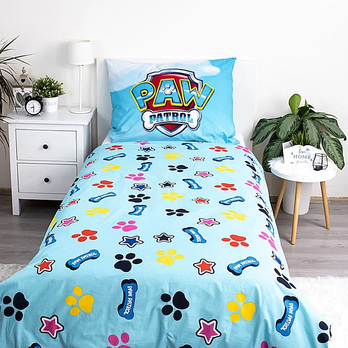 Set lenjerie de pat 2 piese, Reversibilă și Fosforescentă, multicolor, 100% bumbac, 140 x 200 cm, 70 x 90 cm, Paw Patrol [1]