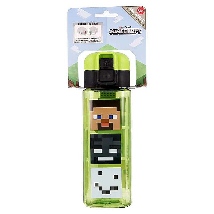 Sticlă pătrată de plastic Minecraft, 500 ml, Multicolor [2]
