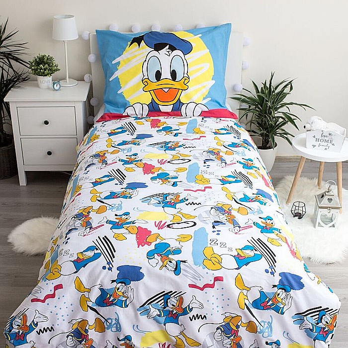 Set lenjerie pat copii, multicolor, 2 piese, 100% bumbac, 140×200 cm, 70×90, Donald Duck, Disney, 03 [3]