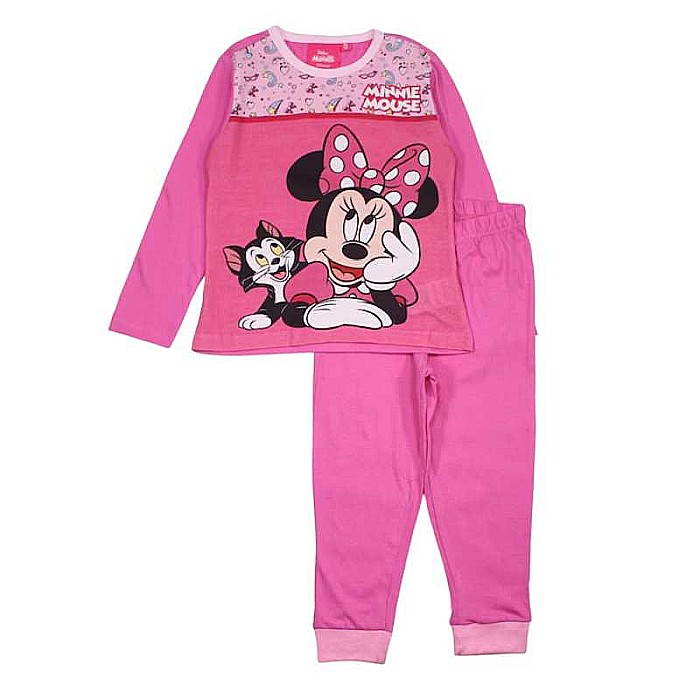 Pijamale copii cu mânecă lungă, 100% bumbac, roz, Smile, Minnie Mouse, Disney [1]