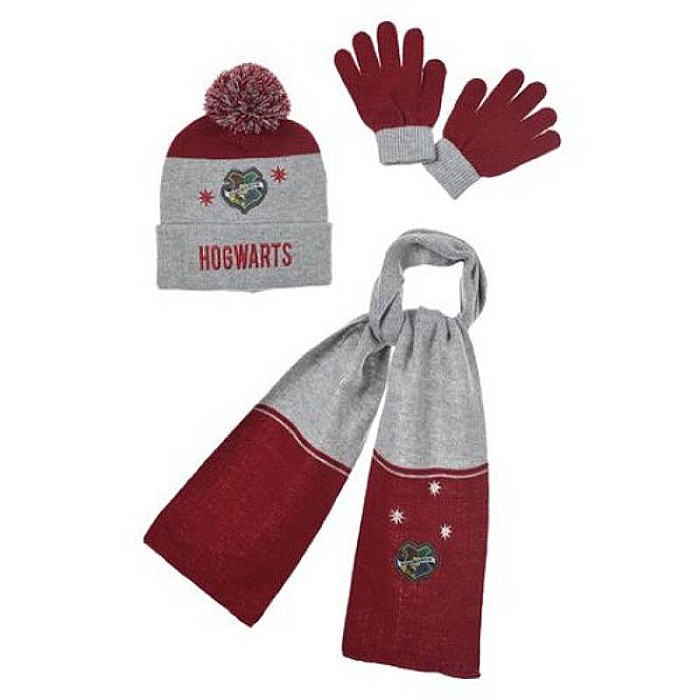 Set căciulă, fular și mănuși, gri/roșu, Harry Potter [1]