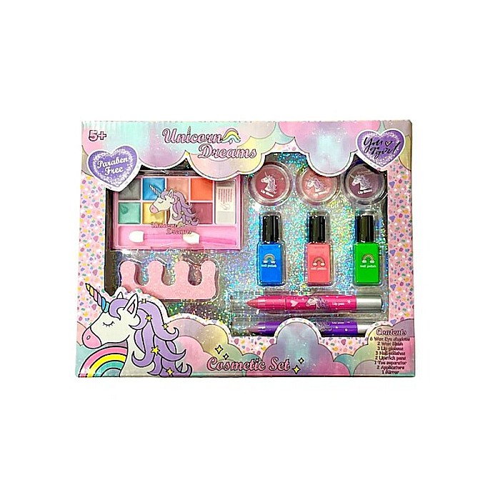 Set Machiaj pentru copii, Non-toxic, +5 ani, 19 piese, 26x20x3 cm, Unicorn Dreams [1]
