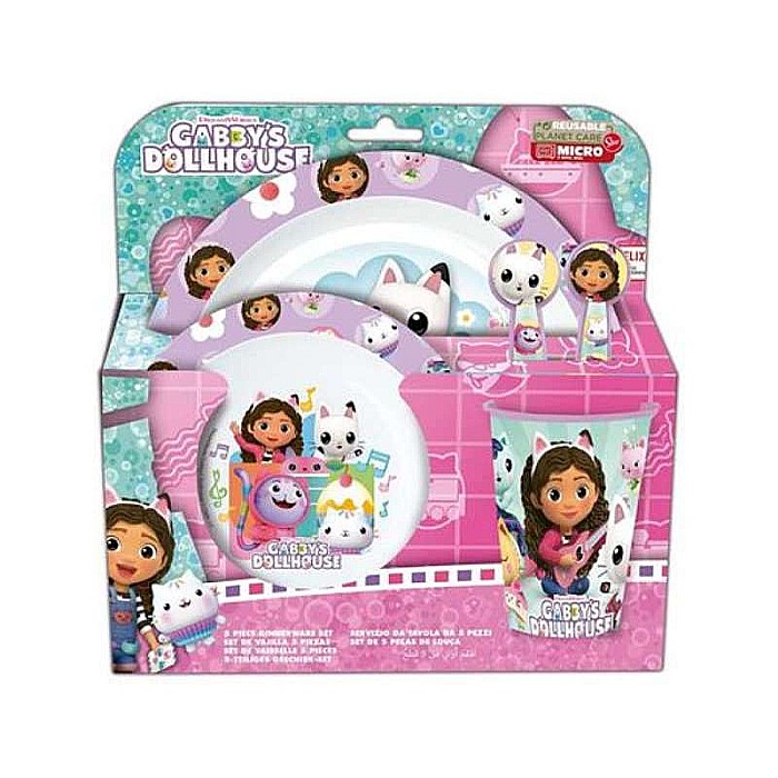 Set veselă 5 piese, plastic fara BPA, Gabby's Dollhouse, [1]